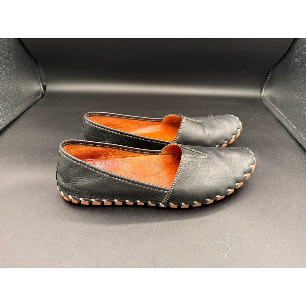 Spring Step Kathaleta Black Leather Whipstitch Slip On Flats Shoes Womens 40 - Picture 4 of 10